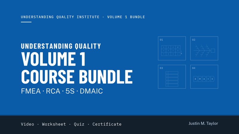Volume 1 Course Bundle: FMEA, RCA, 5S, DMAIC